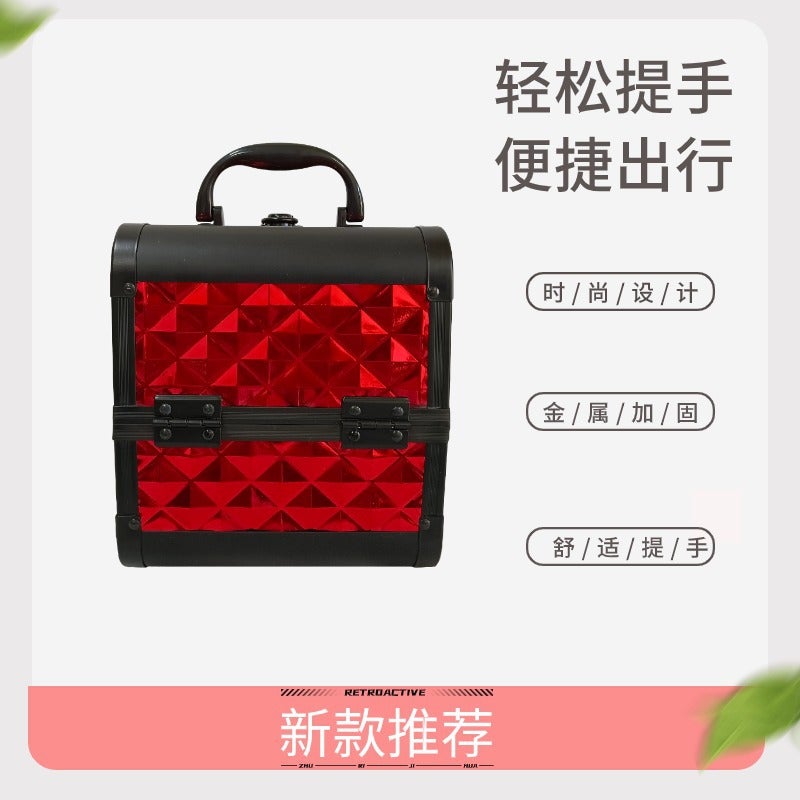 New Three-Layer Explosion-Proof Mirror With Lock Portable Cosmetic Case For Outgoing Beauty And Eyelashes Multifunctional Storage Case - Image 5